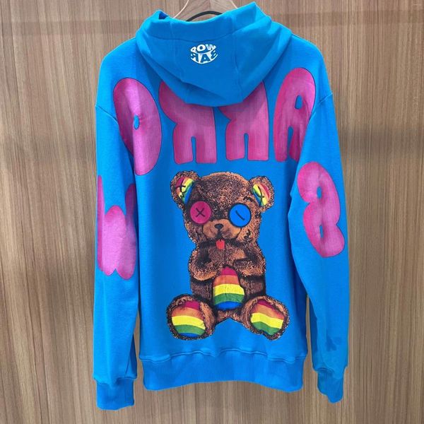 Moletons masculinos VIVA ITALIANO BR MEN UNISEX AZUL HOODY COM BEAR STREET COUTURE MARCA SMILE FELPA SOBRE O TAMANHO S M L XL