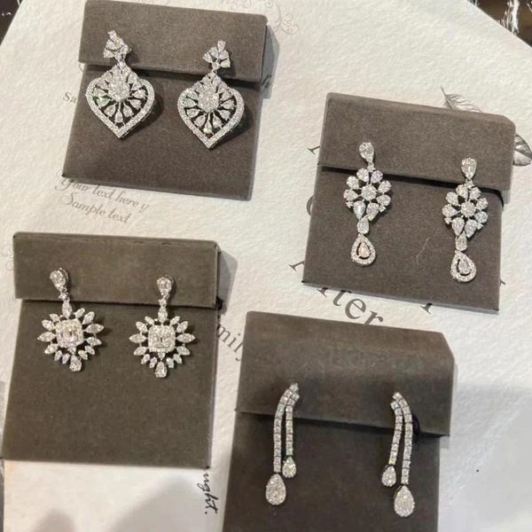 Orecchini pendenti Orecchini con diamanti da laboratorio fatti a mano Orecchini in argento sterling 925 con goccia di nozze per le donne Promessa nuziale Gioielli per feste di fidanzamento