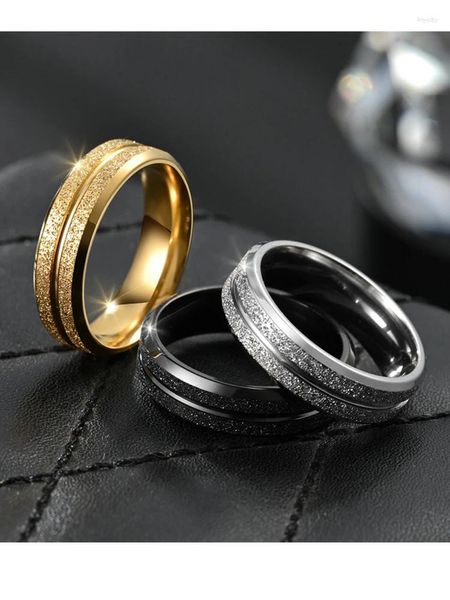 Обручальные кольца из матовой нержавеющей стали для женщин, пар, мужчин, ширина 8 мм, 6 мм, модные украшения, помолвка, подарок на день рождения, годовщина