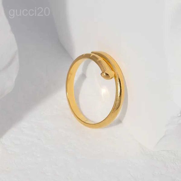 Модное кольцо для ногтей, женское роскошное кольцо, ювелирные изделия, кольца для пары, любовные кольца из сплава из нержавеющей стали, позолоченные аксессуары, никогда не выцветают, не вызывают аллергии KEE3