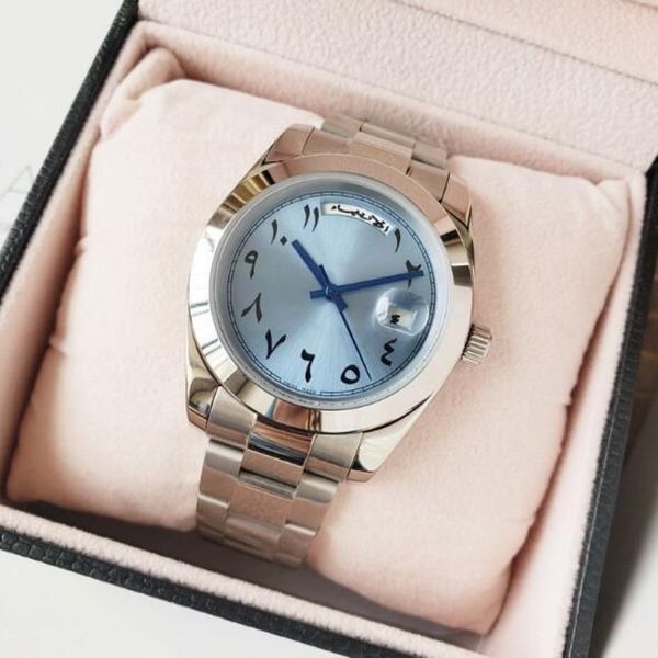 2019 edição limitada relógio mecânico automático daydate relógio masculino 40mm vidro de safira árabe texto relógio movimento arrebatador 293k