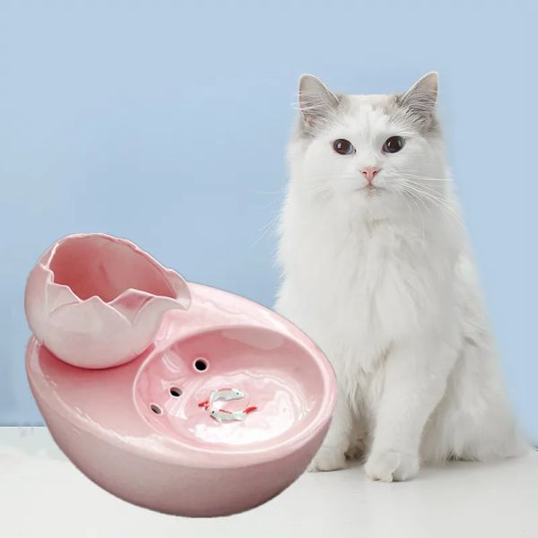 Alimentatori USB Bevitore per gatti Fontana d'acqua per gatti in ceramica Decorazioni per interni Cani Ciotola Dispenser automatico per abbeveratoi per animali Ciotole per mangiatoie per cani