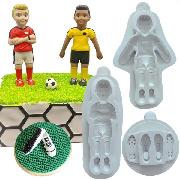 Backformen Fußballer und Fußballschuhe Silikonform Fondant Kuchen Dekorieren Form Ton Sugarcraft Cupcake Top Schokoladenwerkzeug