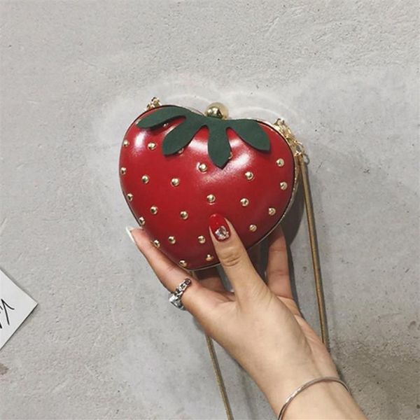 Borsa a tracolla da donna con tracolla stile frutta Pochette da ragazza carina a forma di fragola Borsa a tracolla278k