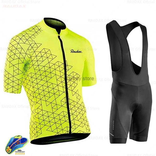 Fatos masculinos Fluorescente Amarelo Verão Ciclismo JerseyBicyc Roupas Mountain Bike Wear Roupas Maillot Ropa Ciclismo TriathlonH2421