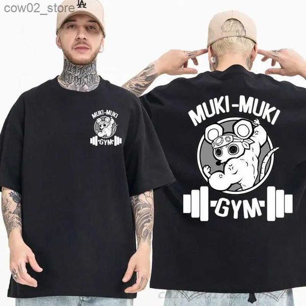 Erkek Tişörtler Anime Demon Slayer Uzui Tengen Baskı T-Shirts Unisex Komik Ninja Fareleri Muki Spor Salonu Tişört Kas Fare Büyük Boy T-Shirt Q240201