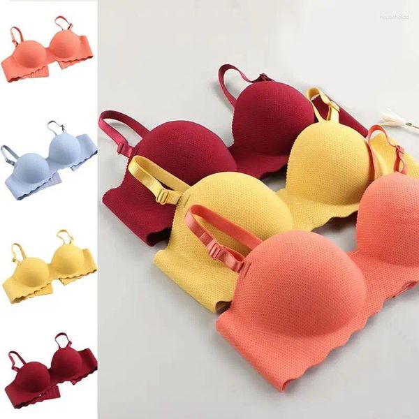 Sutiãs 2024 sexy push mulheres cor sólida sem costura roupa interior sem fio lingerie de uma peça reunir alças conversíveis sutiã sutiã