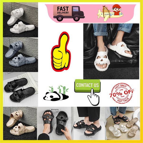 Casual Platform Skeleton Head Divertente One word Drag Pantofole Donna Sandali leggeri e resistenti all'usura in pelle traspirante con suola morbida in gomma Estate