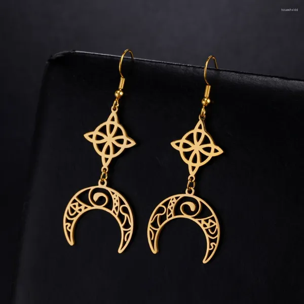 Baumelnde Ohrringe COOLTIME In Moon Witch Knot Tropfenohrring Edelstahl Hoop für Frauen Mädchen Amulett Schmuck Geschenk