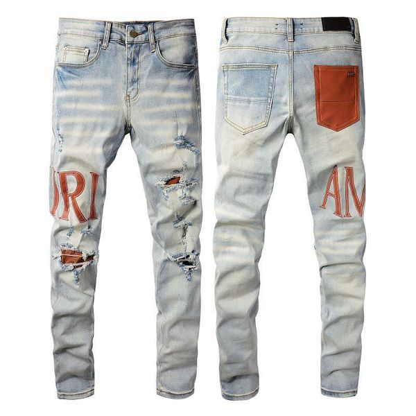 Designerhose Frauen Jeans Mann Europäische Jean Hombre Herren Hosen Hosen Biker Briefdruck für Trend Cotton Fashion Y2 S gerissen