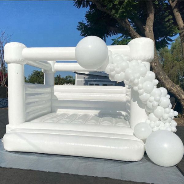 Großhandel 4x4m 13,2ft PVC aufblasbare Hüpfburg springende weiße Hüpfburg Hüpfburg Burgen Jumper mit Gebläse für Hochzeitsveranstaltungen Party Erwachsene und Kinderspielzeug 006