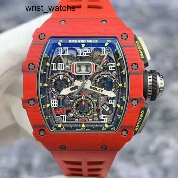 Relógio feminino rm relógio de pulso richardmilli RM11-03 fq vermelho vermelho ntpt material de fibra de carbono data mês exibição