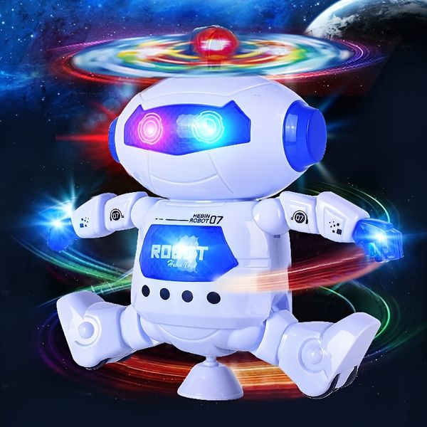Giocattoli robot musicali per bambini Danza rotante con giocattoli interattivi da passeggio elettronici a luce LED per ragazze dei ragazzi Regalo di Natale di compleanno per bambini