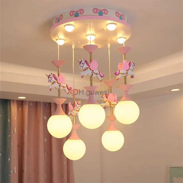 Lâmpadas pendentes luz de teto bonito fantasia crianças quarto lustres moderno criativo lâmpada led com animal sala de estar meninas cama luz do quarto yq240201