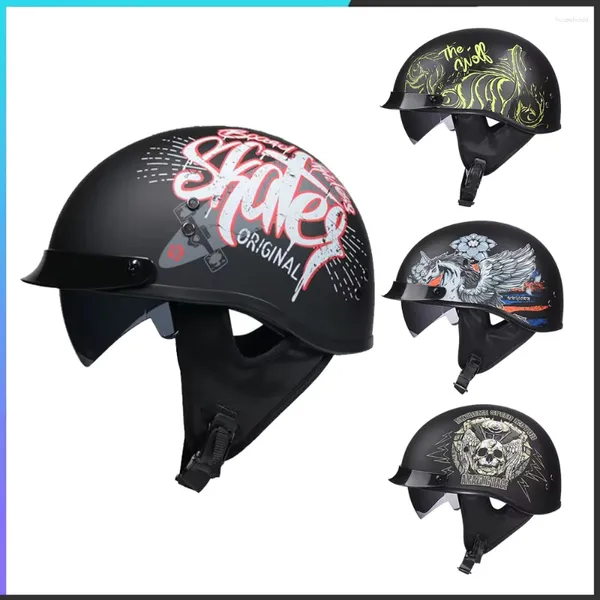 Capacetes de motocicleta para capacete harley retro adulto vintage couro do plutônio viseira retrátil destacável colar quente alll estações