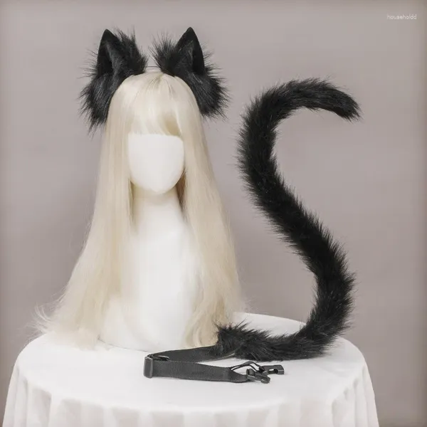 Parti Malzemeleri Cadılar Bayramı Kadınlar Peluş Kedi Kulakları Kuyruk Lolita Kawaii Kafa Bandı Simülasyonu Hayvan Müdürleri Kavşağı Cosplay Aksesuarları Prop