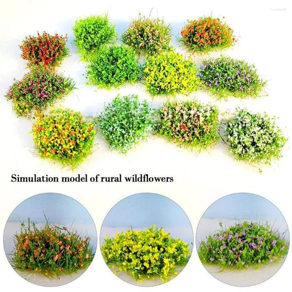 Fiori decorativi Ciuffo di erba simulato multicolore Terreno statico Grappolo di fiori Prateria finta Modello di tavolo di sabbia Micro Paesaggio Scenario