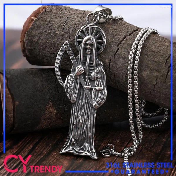 Collane con ciondolo Holy Saint Death Santa Muerte Grim Reaper Collana a catena in acciaio inossidabile