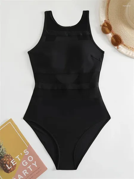 Mulheres Swimwear Black One Piece Swimsuit 2024 Mulheres Sólidas Oco Out Backless Barriga Controle Sexy Verão Banheira Slim Pool Monokini