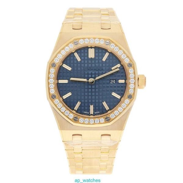 Швейцарские часы Audemar Pigue Механические часы Royal Oak 33 мм Синий циферблат Мужские роскошные кварцевые часы из желтого золота с бриллиантами 67651BA.ZZ.1261BA.02 FUN OPSG