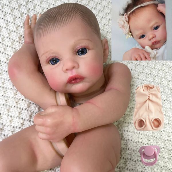 17 polegadas preemie nascido reborn prado 3d pintado kit veias visíveis bebê boneca molde com cílios mais realista fácil brinquedo diy 240119