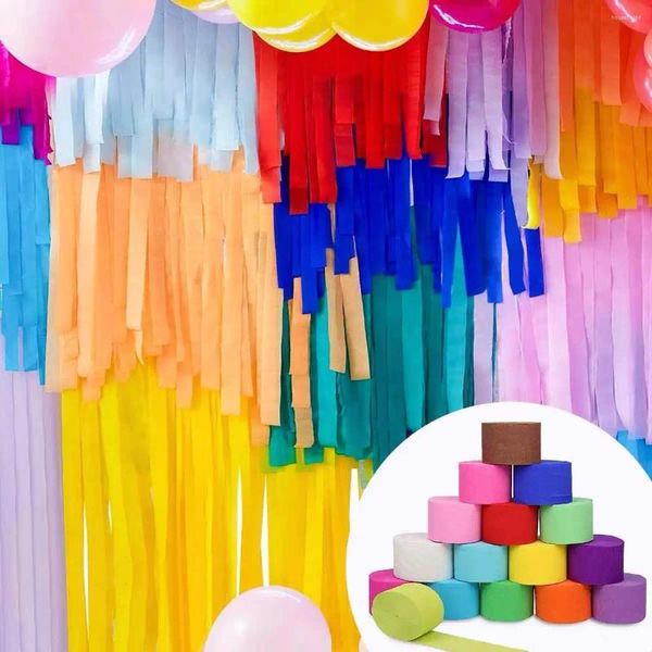 Decoração de festa 25m largura 4.5cm streamer enrugamento papel pano de fundo colorido crepe guirlanda diy chá de bebê aniversário decorações de casamento