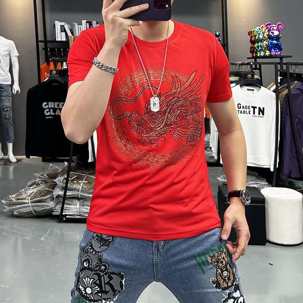 Новая футболка Dragon Year, мужская летняя футболка Hot Diamond Heavy Craft с короткими рукавами, модная трендовая одежда из мерсеризованного хлопка 7XL