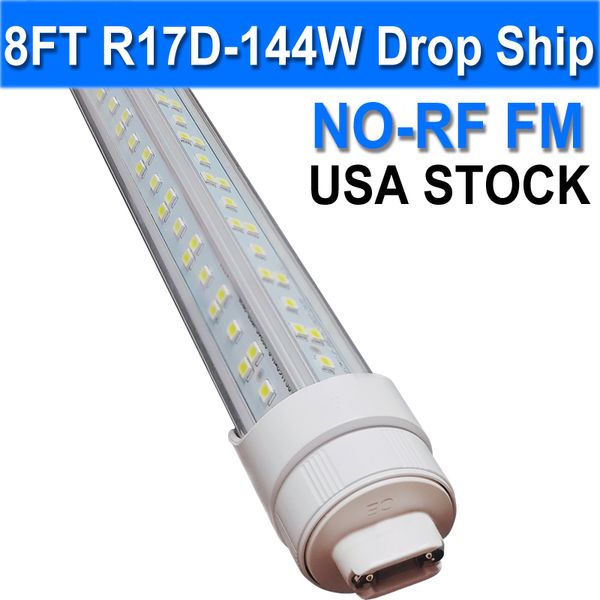 T8 8Ft 144W LED-Röhrenlicht mit R17-Sockel, 6500K Kaltweiß, 18000 Lumen, ideal für Fabrik, Werkstätten, Tankstelle, Ausstellungshalle, Turnhalle, Garage Workbenck usastock