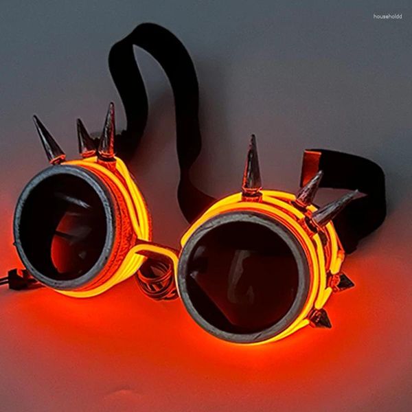 Parti Dekorasyonu 2024 Steampunk Stil Moda Gözlükleri Neon Işık Gece Kulübünde Yanıp Sönen Cadılar Bayramı için Led