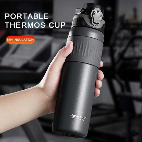 Thermos PINKAH Nuovo acciaio inossidabile 316 Sport Fitness Direct Drink Thermos Tazza Bottiglia d'acqua regalo personalizzata con manico portatile di grande capacità