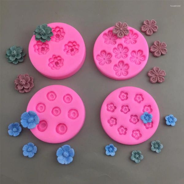 Stampi da forno Mini Fiore di Ciliegio Pesca Stampo in Silicone Mousse Torta Fondente Strumento Colla di Gesso Resina Argilla Decorazione Fai da Te