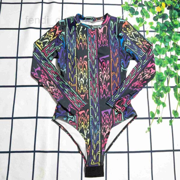 Costume da bagno da donna di marca di marca, costume da bagno femminile, famiglia di fan, colore stampato, manica lunga, intero, conservatore, LKQM