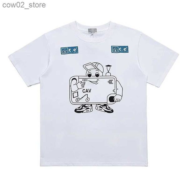 Мужские футболки, летняя новая футболка Cav Empt с принтом робота, мужская и женская белая уличная универсальная футболка CAVEMPT с коротким рукавом C.E Q240201