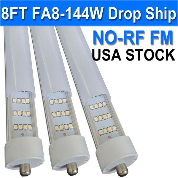 8FT LED-Lampen, 144W 14400LM superhell, 6500K Tageslicht, FA8 Single Pin Light Tube Ballast Bypass, T8 T10 T12 Leuchtstofflampen Ersatz Plug and Play usastock