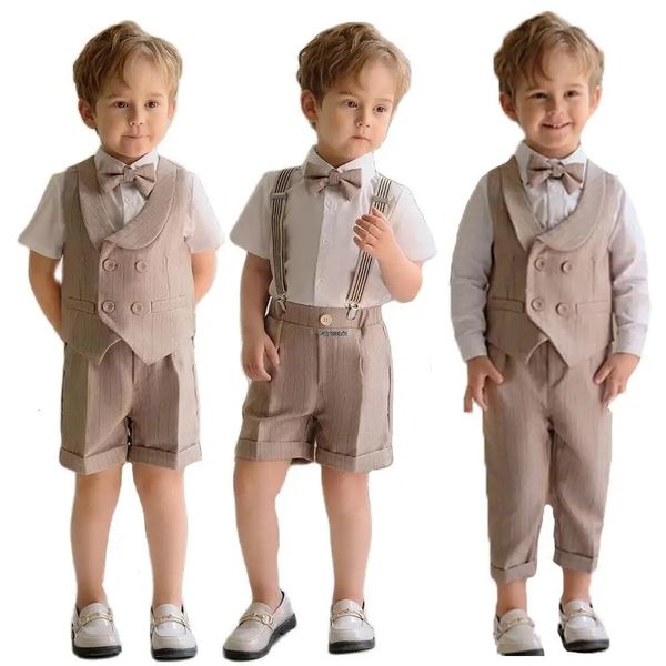 Baby Boys Summer Luxury Pograph Dress School Kids Beaufitul Birthday Suit Bambini Formal Wedding Performance Tuxedo Wear 240119