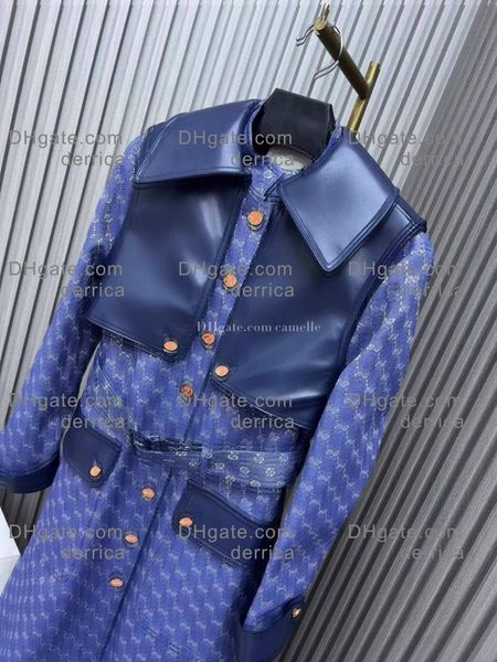 Designer Luxus Frauen Trenchcoat Windjacke klassische blaue volle Buchstaben lose Gürtel Mantel weibliche beiläufige lange Trenchs Mantel
