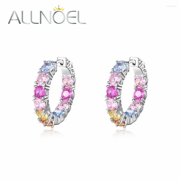 Orecchini a bottone ALLNOEL Cerchio in argento sterling 925 da donna colorato 4 4mm zircone pietra preziosa rosa classico gioielleria raffinata regalo di anniversario di matrimonio