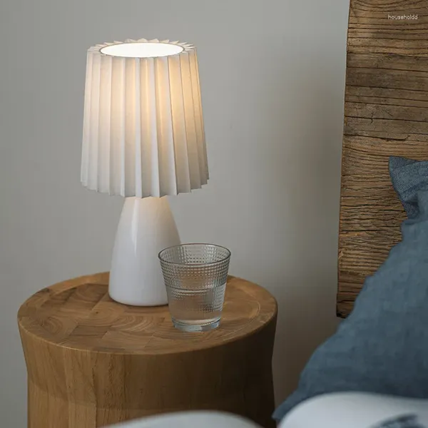 Tischlampen Nordic Kreative Keramik Faltbare E27 Lampe Studie Schlafzimmer Nachttisch Schreibtisch Licht Moderne Innen-LED-Beleuchtung Dekoration