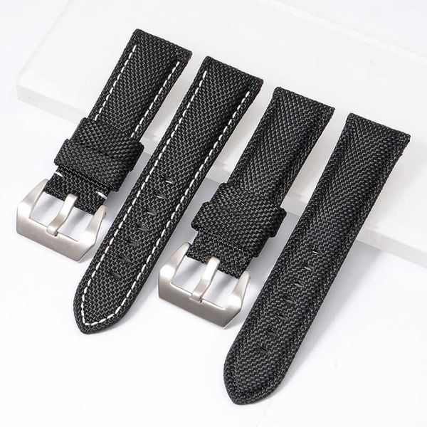 22mm 24mm 26mm Hohe Qualität Nylon Stoff Blau Schwarz Leinwand Uhrenarmbänder Für Pamerai Uhr Strap Band Männer der Armbanduhr Armband218J