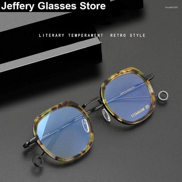 Óculos de sol quadros vintage puro titânio grandes óculos quadro homens mulheres acetato prescrição moda óculos ópticos miopia japonês
