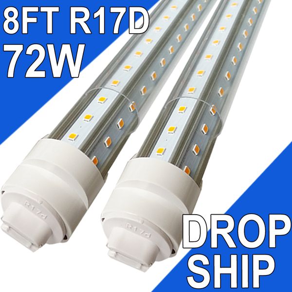 Lâmpadas LED de 8 pés, 2 pinos, 72W 6500K, T8 T10 T12 LED Tube Lights, 8FT lâmpadas LED para substituir a luz fluorescente R17D LED 8Foot LED Shop Lights Dual-Ended Power usastock