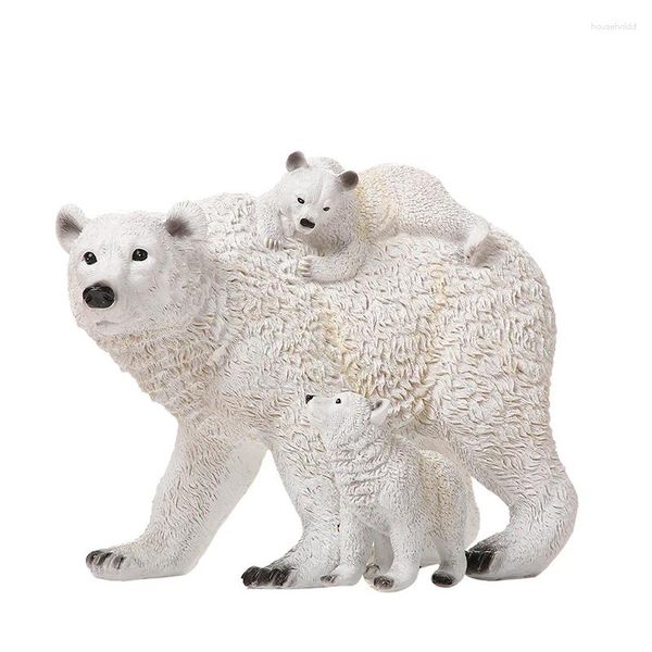 Estatuetas decorativas mãe urso polar escultura artesanal poliresina estátua do bebê decoração da família presente para a mãe vida selvagem ornamento artesanato mobiliário
