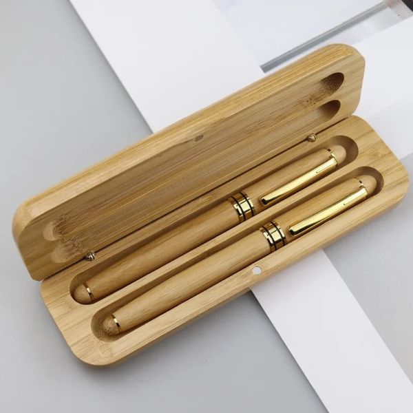 Penne a scatola di bambù Penna stilografica in legno naturale con custodia per calligrafia Forniture per scrittura Cancelleria per ufficio Scuola 240124