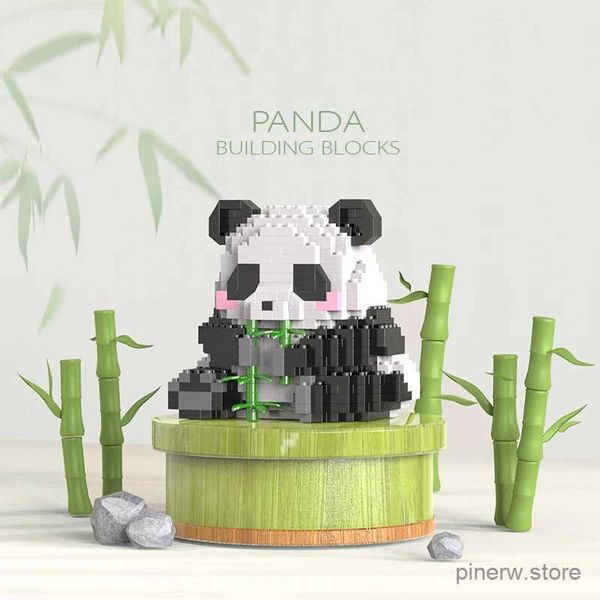 Figuras de brinquedo de ação Criativo DIY Animal Montável Bonito MINI Estilo Chinês Animal Panda Bloco de Construção Educacional Menino Brinquedos Para Crianças Modelo Tijolos