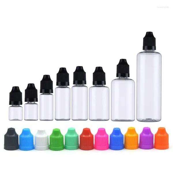 Vorratsflaschen 5PCS 3ML/5ML/10ML/15ML/20ML/30ML/50ML Großhandel Augen Flüssigkeit Dropper Nachfüllbar Leere Kunststoff PET Squeezable Reise Farbe