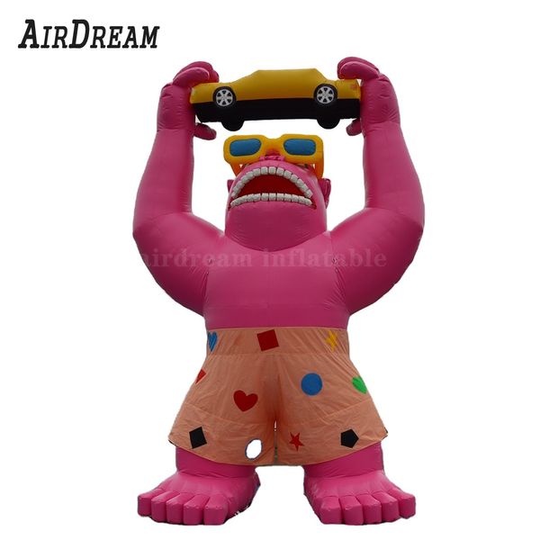 Großhandel Großhandelspreis aufblasbarer Gorilla Custom Riesiger rosa Gorillas Kingkong Ballon für Autowerbung 001