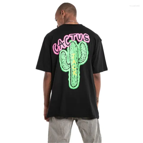 Homens camisetas Moda Marca de Luxo Camisetas CACTUS JACK Imprimir Homens Mulheres Soltas Manga Curta T-shirt de Algodão Oversized Tee