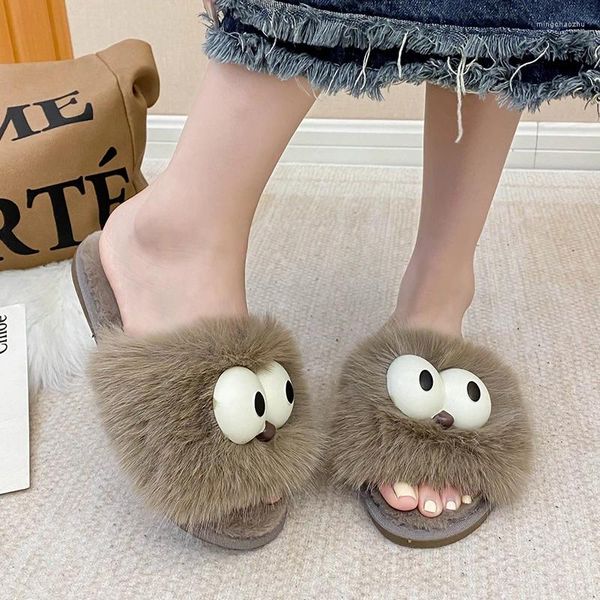 Pantofole da donna Mobili Cartoon Cute Peeps Scarpe da donna Fluffy Indoor Outdoor Cotton Antiscivolo Coppie Peluche Home 2024