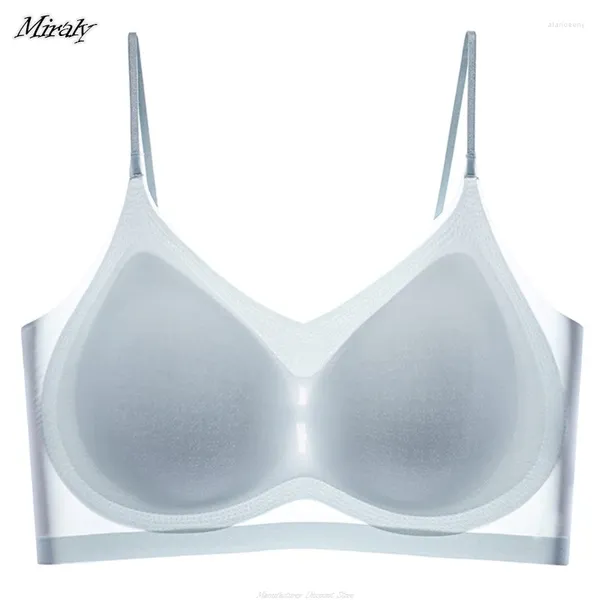 Sutiãs copo ab verão sem costura ultra-fino sutiã de seda de gelo mulheres conforto push up elevador suporte sutiã roupa interior esporte lingerie