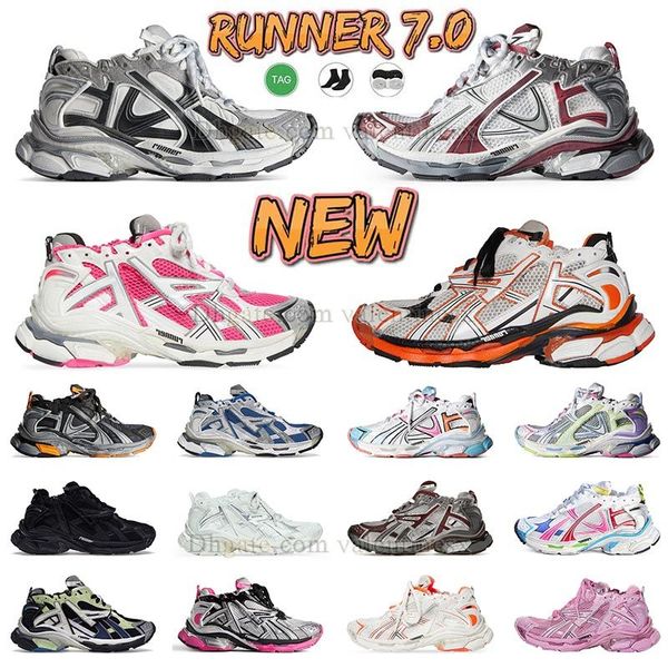 2024 marchio di lusso Track Runners 7.0 scarpa casual trasmettere senso BURGUNDY decostruzione tracce plate-forme scarpe da ginnastica piatte scarpe da trekking all'aperto piattaforma uomo donna